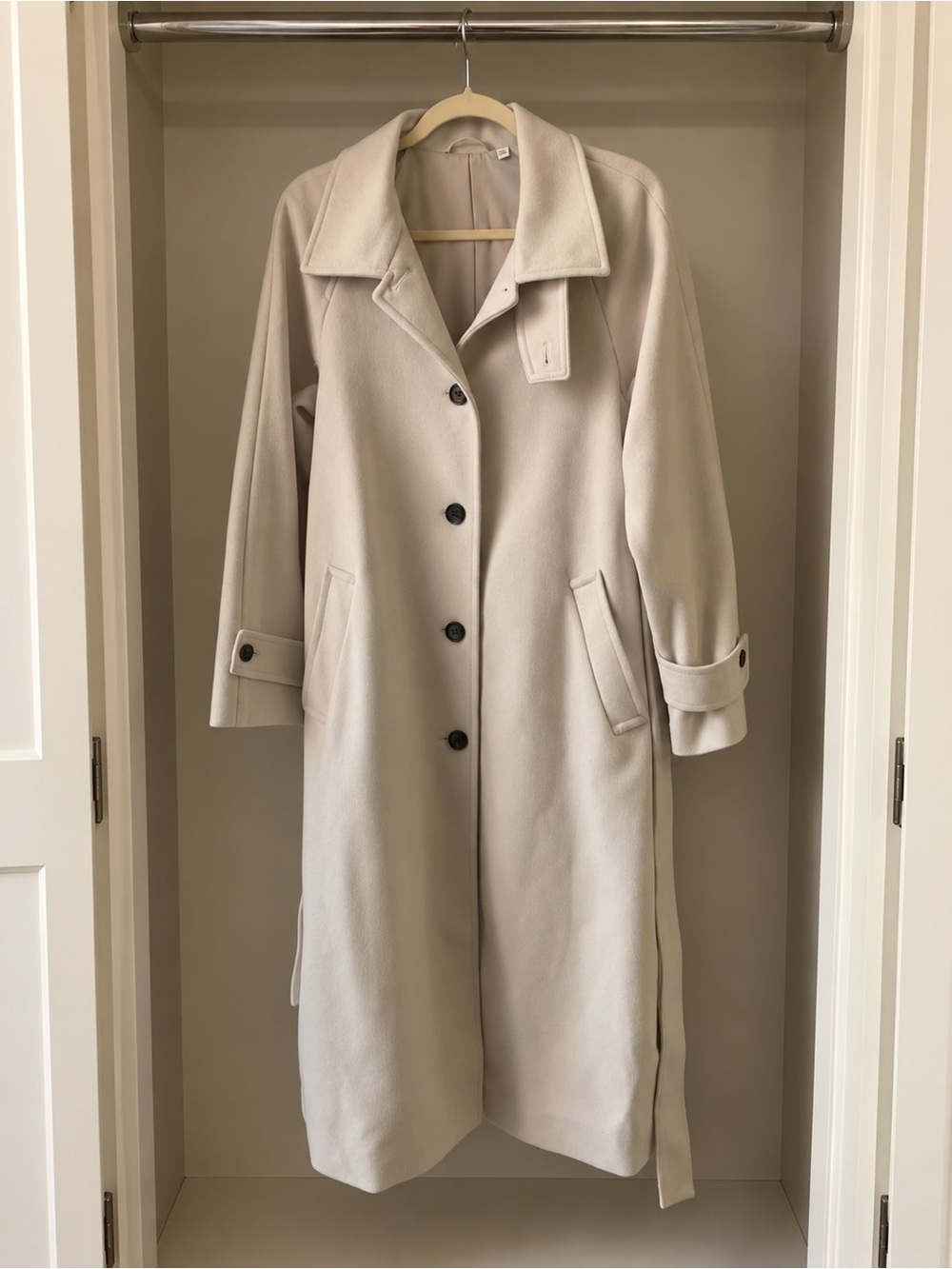 Othr Cream Long Button Front Pea Coat